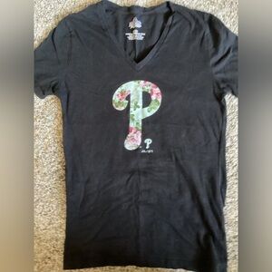 Majestic Black Tee with Floral Letter Design